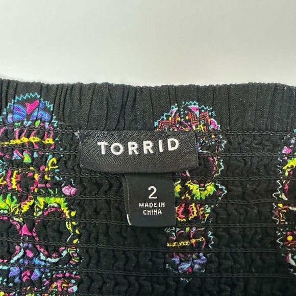 Torrid Black Skull Print Midi Dress Bowfront Challis Sundress Side Pockets Sz 2X - Picture 13 of 16